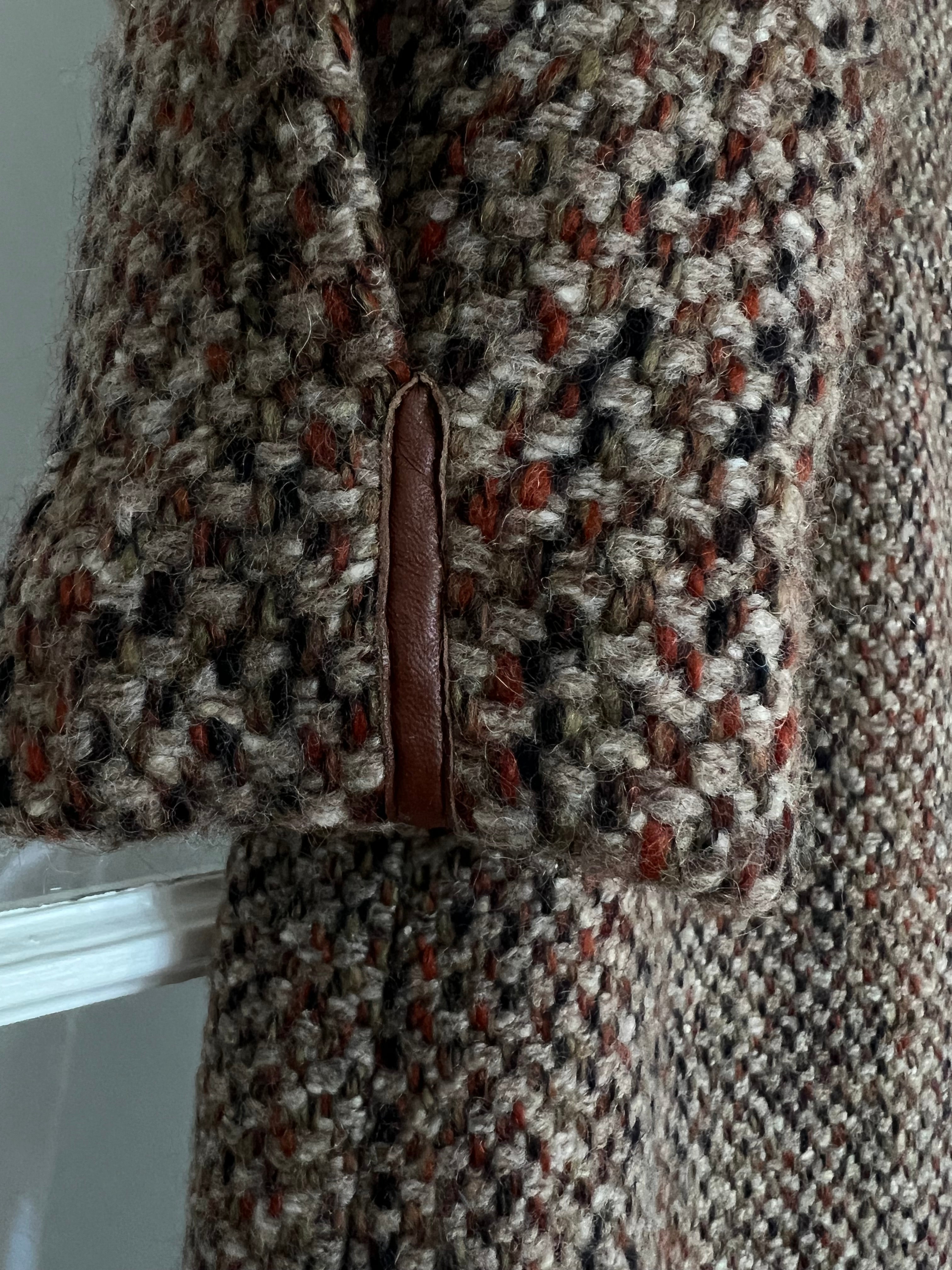 Vintage Made in France Tweed Wool Coat With Puff-Sleeves