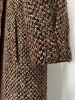 Vintage Made in France Tweed Wool Coat With Puff-Sleeves