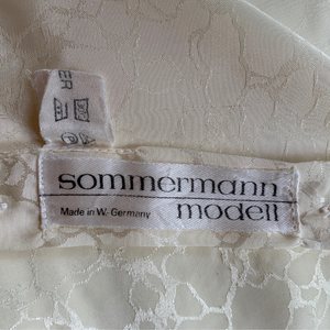 80s Sommermann Cream Satin Jacquard Blouse / Vintage 80s Classy Blouse