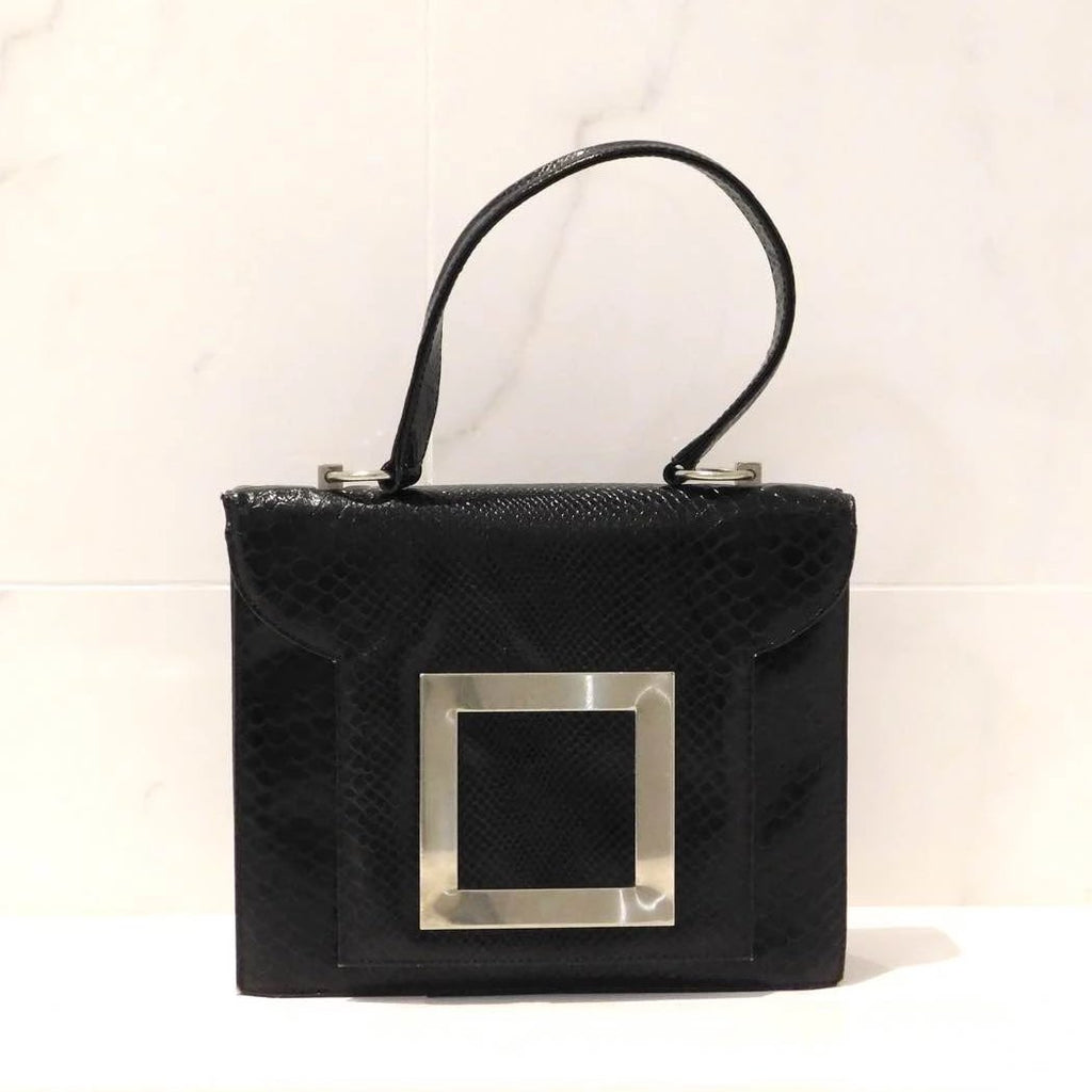 Vintage 1960s Signed Dorian Black Top Handle Bag
