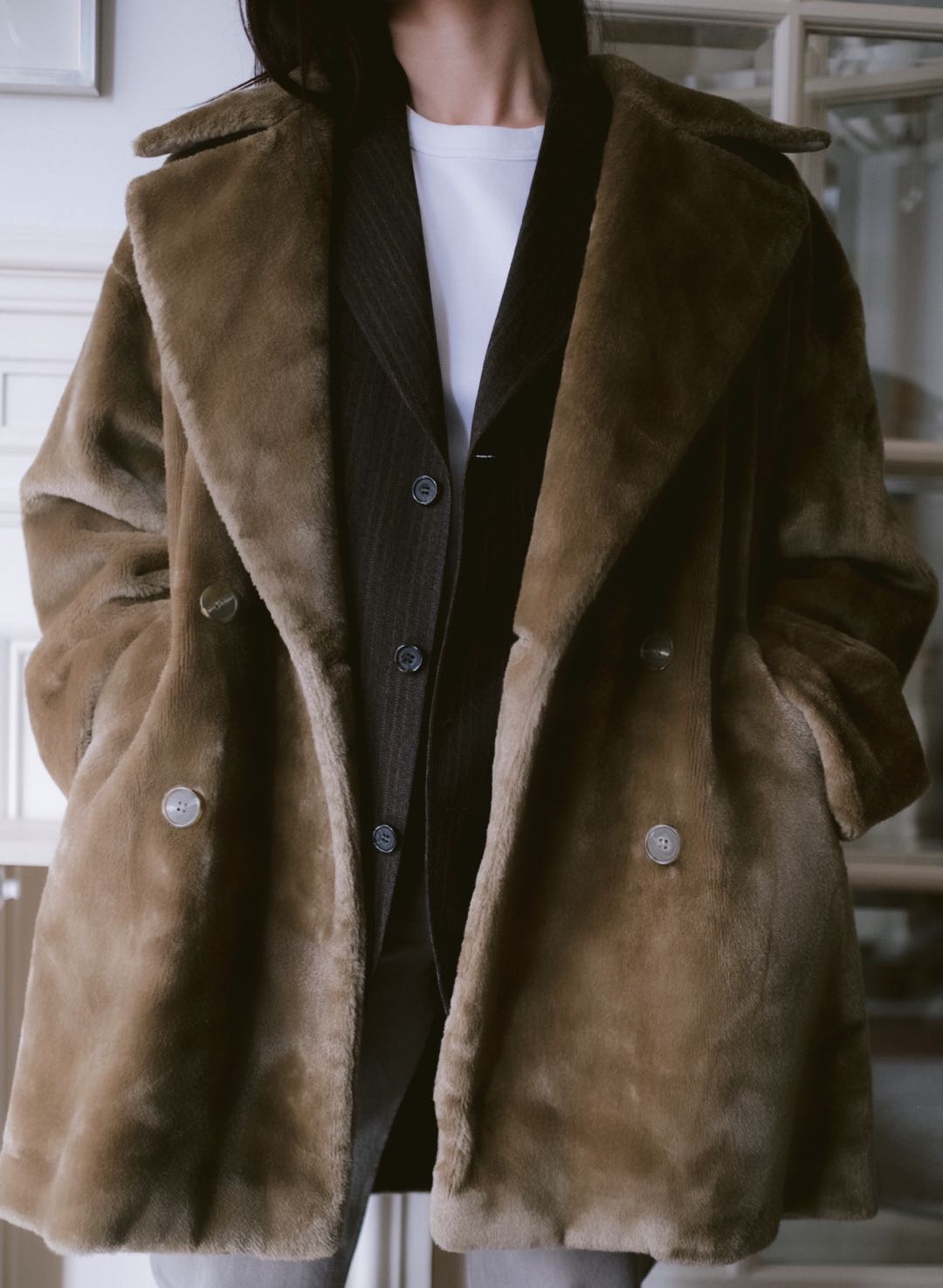 Faux Fur Shiny Hazelnut Coat