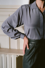 Vintage 1980s Anchor Gray Leather Midi Skirt