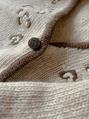 Vintage 'Botanic' Pure Wool Handmade Cropped Cardigan