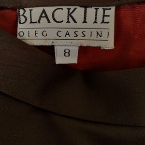 Vintage 1980s Oleg Cassini Black Tie Maxi Skirt