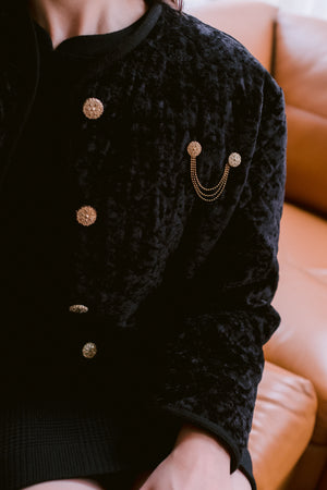 Vintage Quilted & Embellished Velvet Cocktail Jacket