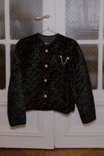 Vintage Quilted & Embellished Velvet Cocktail Jacket