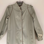 Vintage Cotton Blend Trench Coat in Sage Color/ 90s Vintage Cotton Blend Overcoat for Women_Vintage_Gem_Paris